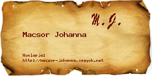 Macsor Johanna névjegykártya